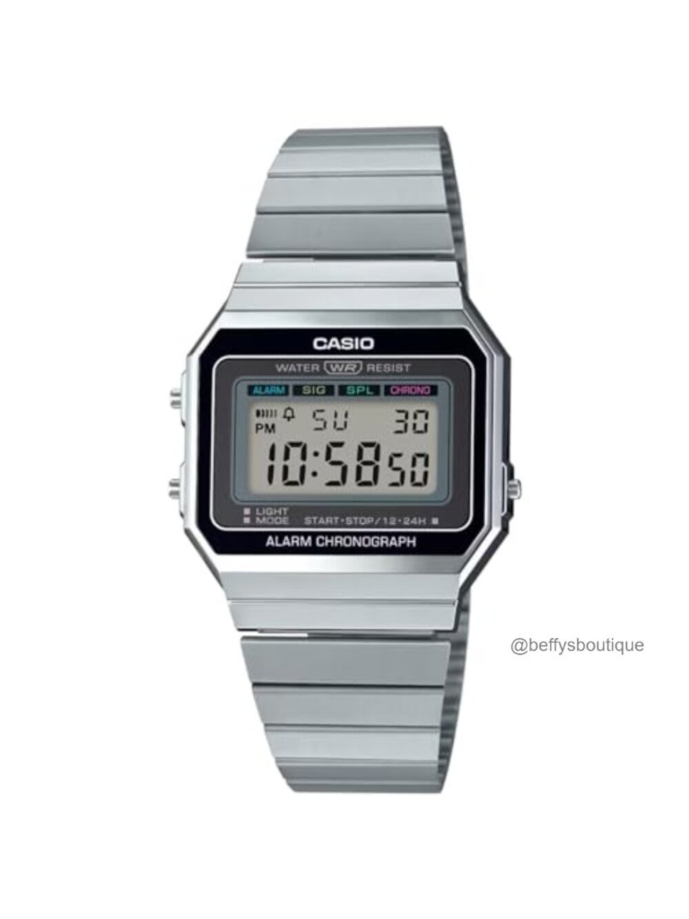 Casio Digital Watch Stainless Steel Bracelet Water Resistant Alarm Quartz